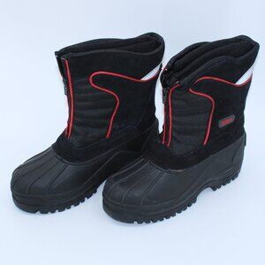 Totes Kids Black With Red Stripe Waterproof Lined Zipper Snow Boots